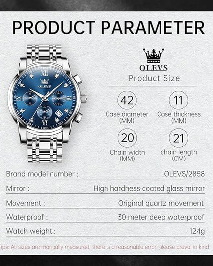 OLEVS Men's Luxury Watch Waterproof Luminous Easy Read Chronograph Watches Full Gold/White Dail/Black Face with Calendar Wristwatch