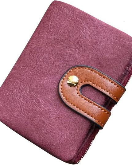 AOXONEL Women's Rfid Small Bifold Leather Wallet Ladies Mini Zipper Coin Purse id card Pocket,Slim Compact Thin