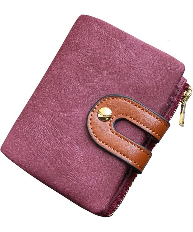 AOXONEL Women's Rfid Small Bifold Leather Wallet Ladies Mini Zipper Coin Purse id card Pocket,Slim Compact Thin