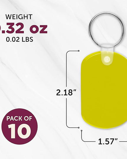 DISCOUNT PROMOS Tag Soft Plastic Keychains - 10 pack -Small Key Tag Chain For Staying Organized - Rubber Key Ring Keychain – Yellow