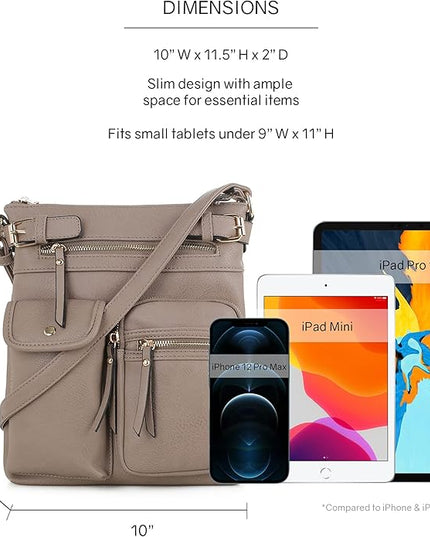 SG SUGU Katie Lightweight Medium Crossbody Bag Shoulder Bag with Multi Pocket for Women