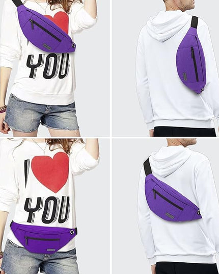 MAXTOP Large Crossbody Fanny Pack with 4-Zipper Pockets,Gifts for Enjoy Sports Festival Workout Traveling Running Casual Hands-Free Wallets Waist Pack Phone Bag Carrying All Phones