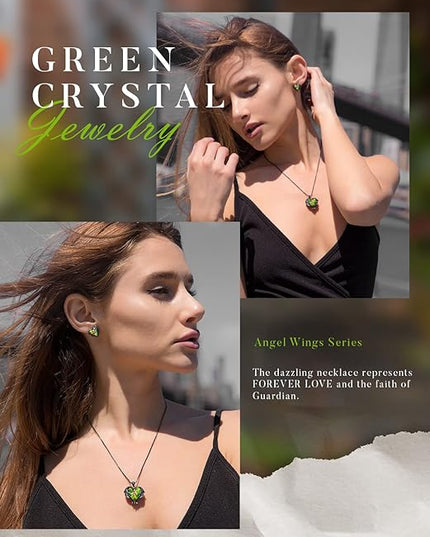 CDE Christmas Gifts for Women Angel Wings Necklace for Women with Birthstone, Love Heart Silver Tone/Gold Tone Pendant, Ideal Anniversary or Birthday Jewelry Gifts for Wife Girlfriend Her