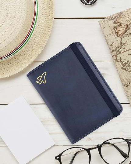 WALNEW Passport Holder for Travel, RFID Passport Cover Wallet for Women Men, PU Leather Passport Book Card Holder Case with Pen, Travelling Essentials for Flying