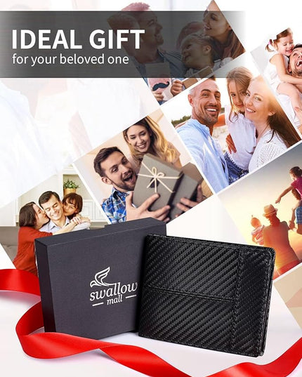 Swallowmall Mens Wallet Rfid Blocking Leather Wallet for Men Bifold Wallets with 1 ID Window 16 Card Slot