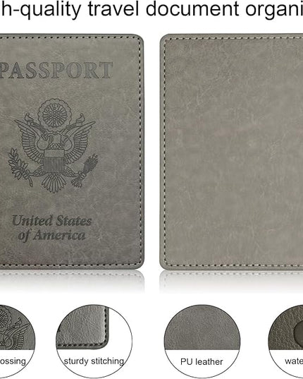 Rose Gold & Gray Passport Holder for Travel, Passport Wallet Cover Case for Family Women Men Cruise Essentials, Travel Must Haves Passports Book Protector