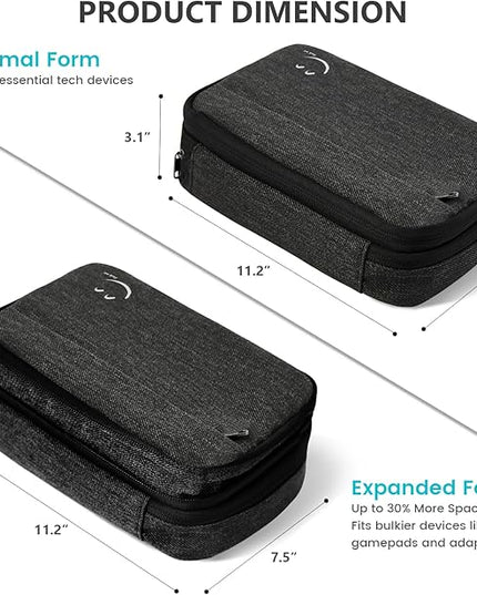Travelkin Large Cord Organizer Travel, Electronic Organizer Travel Case, Expandable Cable Organizer Bag For Cords, Chargers Phone, Usbs, Tablet (Up to 10"), SD Card (Black)