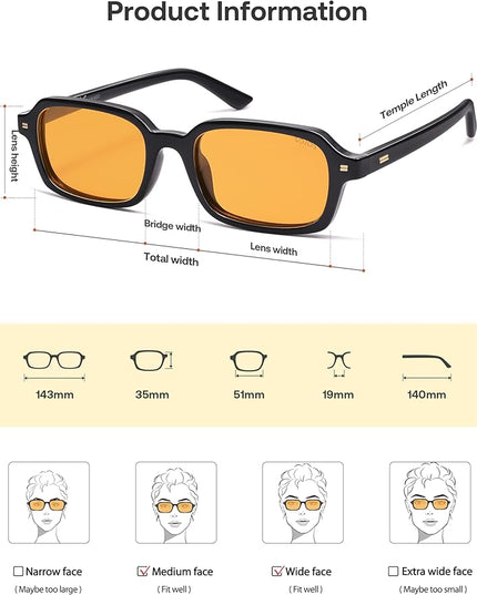 SOJOS Trendy Rectangle Polarized Sunglasses Womens Mens, Small Retro Fashion Thin Slim Square Sunnies SJ2610
