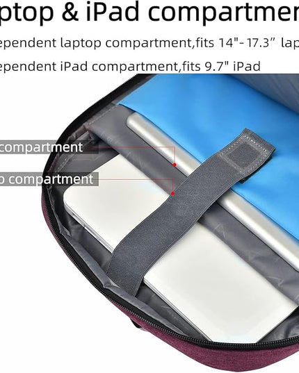 DUSLANG 17 Inch Laptop Backpack for Travel Water Resistant College Backpack for Women Laptop Bag with USB Charging Port and Clear Toiletry Bag Work Backpack,Rose