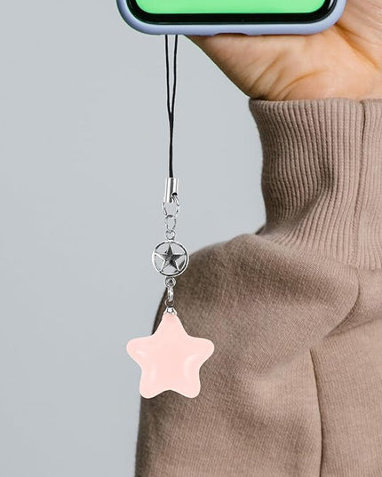 Cute Plastic Star Charm Phone Pendant Keychain Braided Rope Hanging Decoration for Keys Bags Backpacks and Phones Lightweight and Wear-resistant Pink Star Accessory
