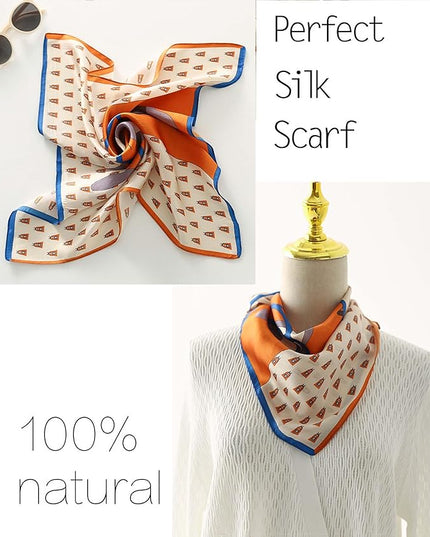 kcctoo 27.5" Mulberry Silk Feeling Head Scarf Women's Fashion Square Neck Satin Scarfs for Bag Hair Scarves Gift