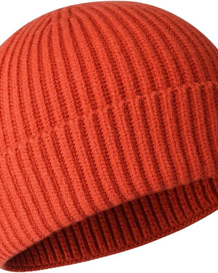 50% Wool Warm Cuffed Swag Knit Short Fisherman Beanie for Men Women Winter Hats Trawler Skull Cap
