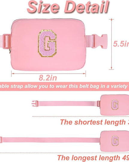 Uygafly Personalized Belt Bag for Women Girls - Fashion Mini Waist Packs with Adjustable Strap - Trendy Travel Fanny Pack Crossbody Bags with Initial Letter - Teen Gifts | Peach,G