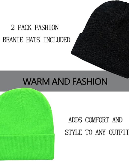 ZOORON 1&2 Pack Beanie for Men Women Slouchy Beanie Hats Winter Knit Caps Soft Ski Hat Unisex