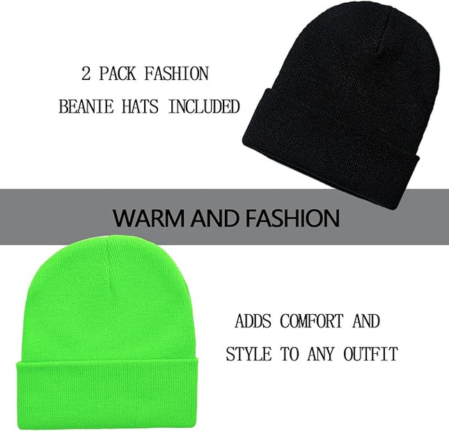 ZOORON 1&2 Pack Beanie for Men Women Slouchy Beanie Hats Winter Knit Caps Soft Ski Hat Unisex