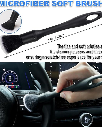 7PCS Car Detailing Brush Set, Ultra Soft Boars Hair Car Interior Detailing Brushes, Car Interior Detailing Kit, Car Cleaning Gel Supplies Kit, Car Dust Brush, Car Accessories for Truck, Suv, Interior