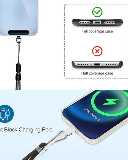 takyu Phone Lanyard, 2 Pack Adjustable CellPhone Lanyard Crossbody Neck Strap and 2 Pack Phone Wrist Strap with 2x Tether Metal Tabs for iPhone Android Smartphones-Black