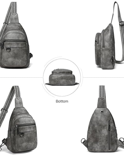 7L Sling Bag for Women Men Vegan Leather Crossbody Bags Fanny Pack Purse Backpack Over Shoulder Bag Travel Anti Theft