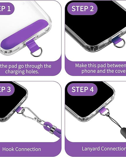 CACOE Phone Lanyard 2 Pcs-1 Pcs Adjustable Neck Strap, 1 Pcs Wrist Strap, 2 Pcs Pads, Universal Crossbody Multifuctional Cell Phone Lanyards Compatible with Most Smartphones(Dark Purple)