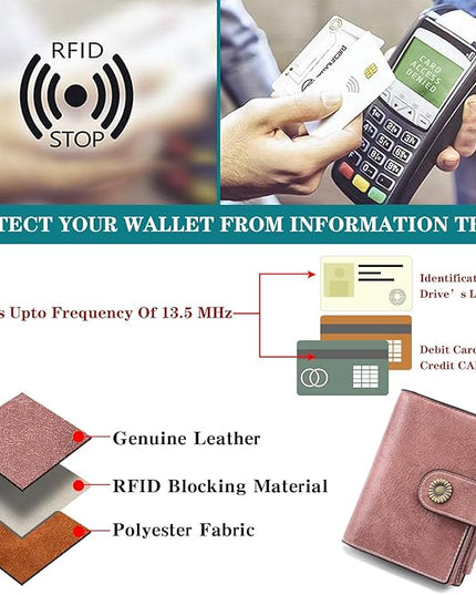 FALAN MULE Small Wallet for Women Leather Bifold Compact Small Womens Wallet with RFID Blocking