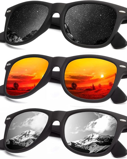 KALIYADI Polarized Sunglasses for Men and Women Matte Finish Sun glasses Color Mirror Lens UV Blocking (3 Pack)