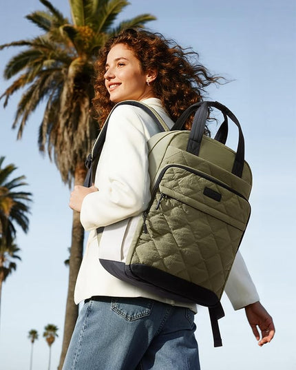 LOVEVOOK Travel Backpack for Women, 15.6 Inch Quilted laptop Backpack With Pouch Pocket for Large Capacity Cup, Large Capacity Work Bag College Bookbag, Carry On Personal Item Bag