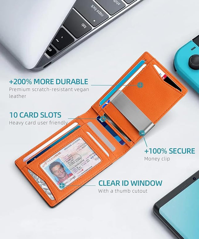 Zitahli Men's Wallets Airtag Holder Slim Rfid Leather with Gift Box