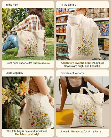 Canvas Tote Bag with Zipper Handles for Women Bridesmaid Birthday Wedding Mother Ladies Shopping Gift Bags
