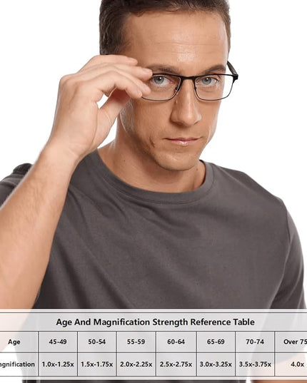 4-Pack Mens Reading Glasses Blue Light Blocking,Spring Hinge Stylish Metal Full Frame Readers for Men Anti Glare Filter Eyeglasses +1.50