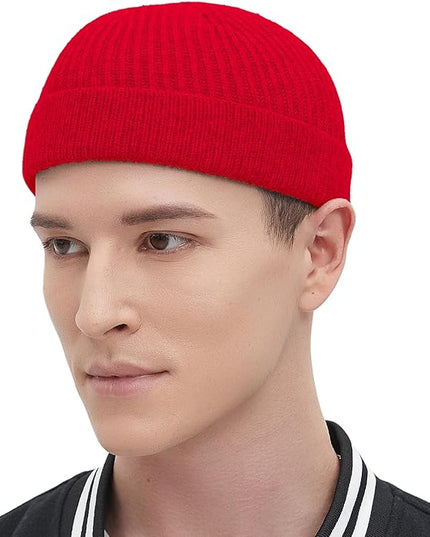 Fisherman Beanie Hats for Men Women,Wool Knit Trawler Skull Cap,Watch Cap,Spring Fall Winter Warm Short Hats