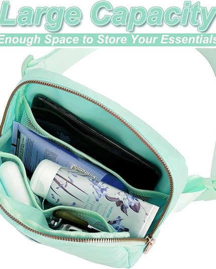 Uygafly Belt Bag Fanny Pack Crossbody Bags with Initials Letter Patch Cute Stuff Birthday Gifts for Teenager Girls Trendy Stuff for Teens | Light Green,M
