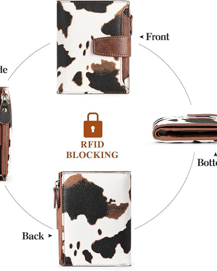 FALAN MULE Small Wallet for Women Leather Bifold Compact RFID Blocking Small Womens Wallet Purse