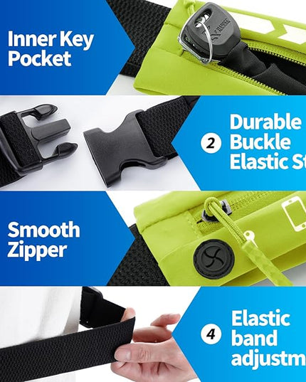 USHAKE Slim Running Belt for Women Men-Runners Phone Holder Fanny Pack, Adjustable, Bounce Free Waist Pouch bag for Workout, Money Belt, Run Gear Accessories Yellow