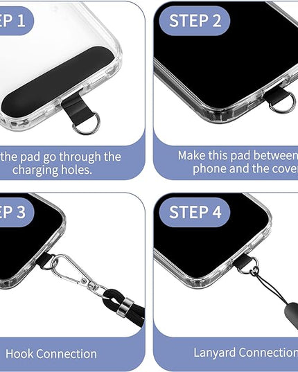 CACOE Cell Phone Lanyard 2 Pcs-1 Pcs Adjustable Neck Strap,1 Pcs Wrist Strap, 2 Pcs Pads, Universal Crossbody, Multifuctional Compatible with Most Smartphones(Black)