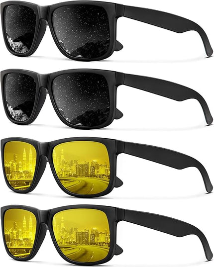 KALIYADI Sunglasses Men Polarized Sun glasses for Mens Womens Classic Matte Black Frame UV Protection 3pack