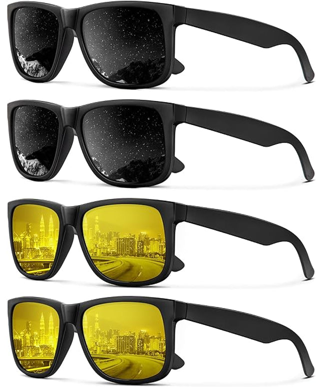 KALIYADI Sunglasses Men Polarized Sun glasses for Mens Womens Classic Matte Black Frame UV Protection 3pack