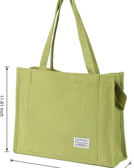 Valleycomfy Corduroy Tote Bag for Women Travel Crossbody Bag Purse Women Shoulder Bags Work Handbags Everyday Hobo Bag