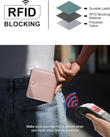 TFKGS Slim Wallet for Women rfid wallet women Small wallets woman Thin Credit Card Holder for womens wallet Vegan Leather Bifold Compact Pocket Ladies Mini Purse Blocking Pink