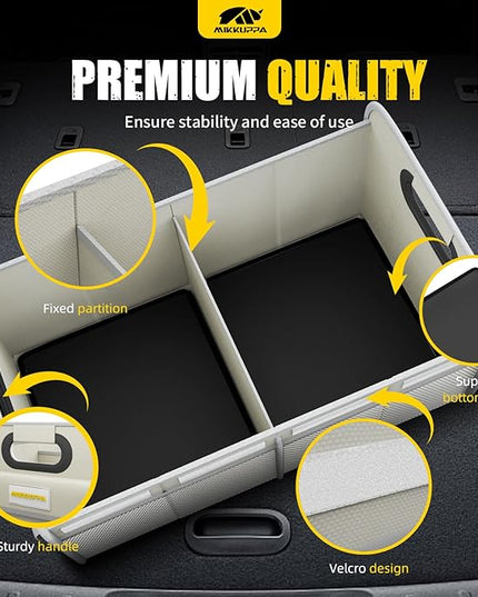 MIKKUPPA Car Trunk Organizer - 70L Collapsible Trunk Organizer for Groceries, Car Storage Organizers for SUV Auto Truck Van with Non Slip Bottom (White)