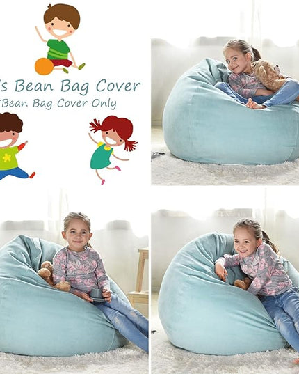 YuppieLife Stuffed Animals Bean Bag Chair Cover Candy-Colored Bean Bag（Just Cover, No filling）/Extra Large Stuff 'n Sit Organization/Toy Storage Bag/Kids Toys Organizer（38'',Mint Green）