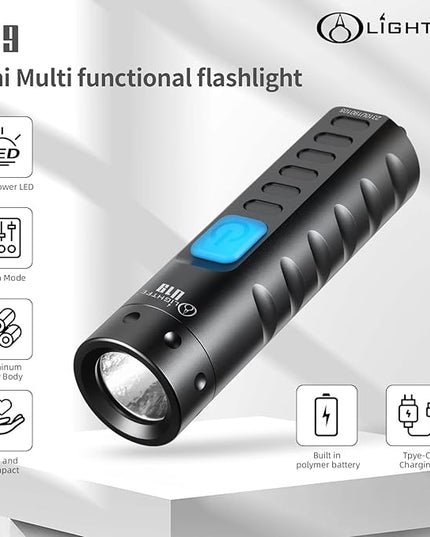 LIGHTFE U19 Super Bright Mini Keychain Flashlight | 150 Lumens | USB-C Fast Charging | Aviation Aluminum | Waterproof and Drop-Resistant | Must-Have for Emergency EDC