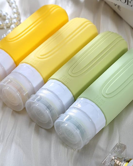 Travel Bottles for Toiletries, Tsa Approved 3oz Travel Size Containers BPA Free Leak Proof Refillable Liquid Silicone Squeezable Travel Accessories for Shampoo Conditioner Lotion (4 Pack)