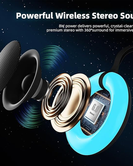 IPX7 Waterproof Speaker with Dynamic LED Light,Bluetooth Shower Speaker,Portable Bluetooth Speakers,Floating, True Wireless Stereo for Outdoor/Pool/Beach,BT5.3/TF-Card,Ideal Gifts(Black)