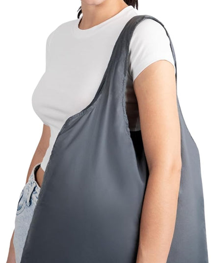 Nanobag Ultralight Heavy Duty Foldable Tote for Women & Men, Reusable Grocery & Travel Bag, Packable Collapsible Compact Market Essential (XL Gray)