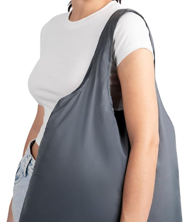 Nanobag Ultralight Heavy Duty Foldable Tote for Women & Men, Reusable Grocery & Travel Bag, Packable Collapsible Compact Market Essential (XL Gray)