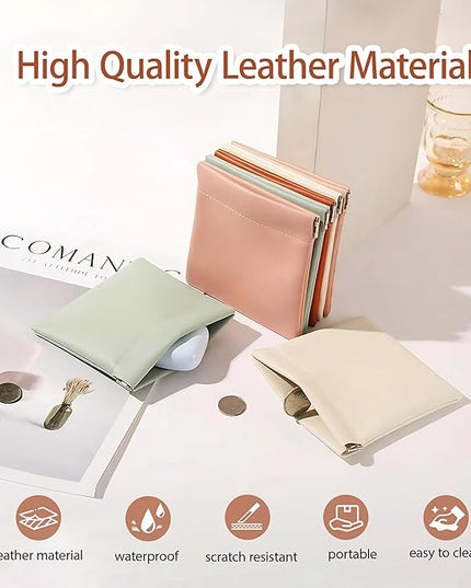 4Pcs Personalized Snap Closure Leather Organizer Pouch,Portable Small Makeup Bag for Women,Coin Purse Lipstick Cosmetics Accessories Organizer,Small Travel Kit Storage Pouch ﻿ (B)
