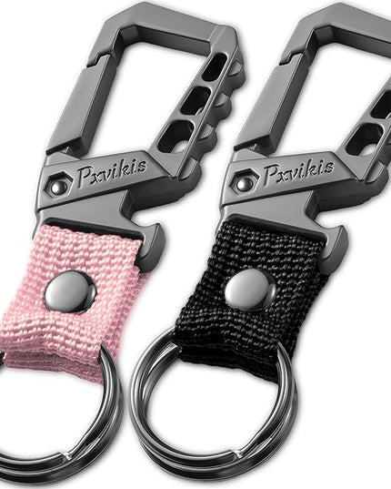 Metal heavy duty key chain carabiner clip bottle opener wrist lanyard ring car key fob unisex for men and women