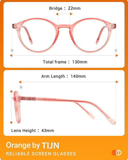 TIJN Blue Light Blocking Glasses Men Women Vintage Thick Round Rim Frame Eyeglasses