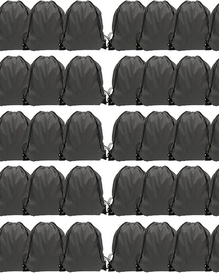 GoodtoU Drawstring Bags, Drawstring Backpacks Bulk Nylon Backpack Draw String Back Bag Cinch Sack Drawstring Gym Bag String Backpack for Sport, Traveling, Team (40Pcs, Grey)