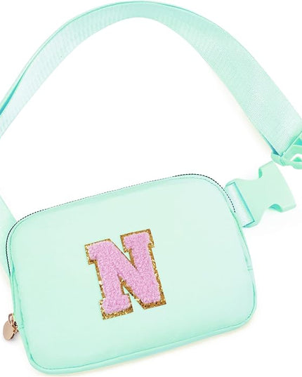 Uygafly Belt Bag Fanny Pack Crossbody Bags with Initials Letter Patch Cute Stuff Birthday Gifts for Teenager Girls Trendy Stuff for Teens | Light Green,N